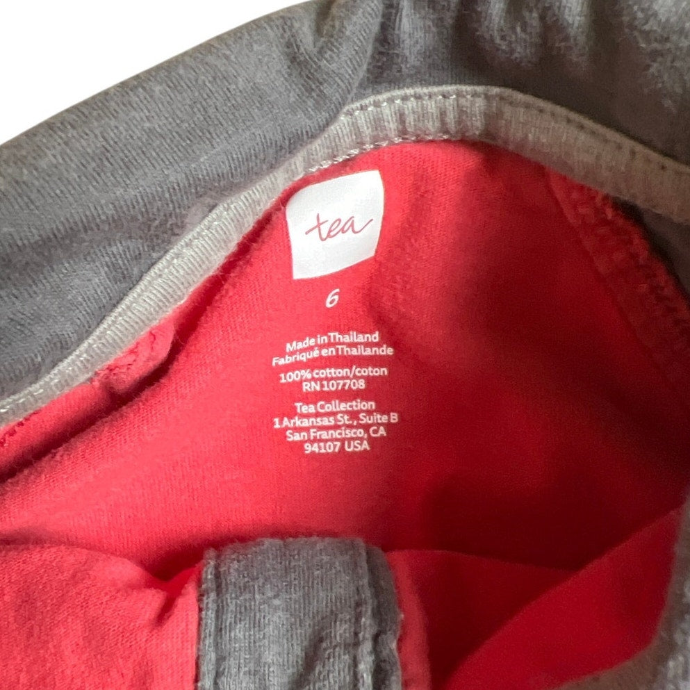 Tea Collection Boy Size 6 Polo Short Sleeve Red/Gray Shirt