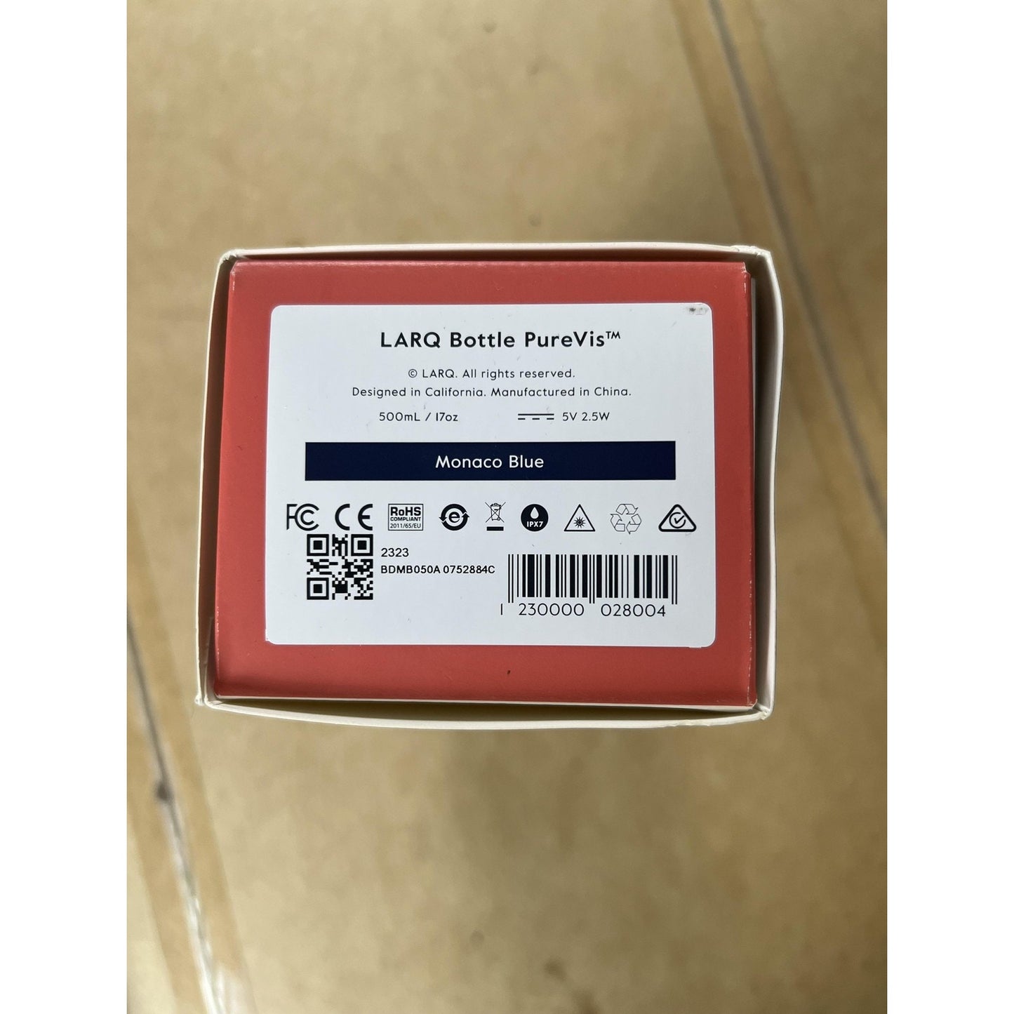 LARQ Water Bottle 17 Fl Oz Blue Stainless Steel Vacuum Insulated Screw-on Lid