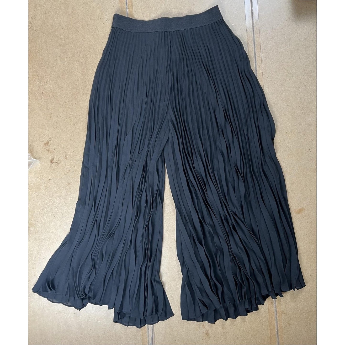 InWear Pants Womens 4 Black Chiffon Pleated Pull On Elastic Waist Relaxed