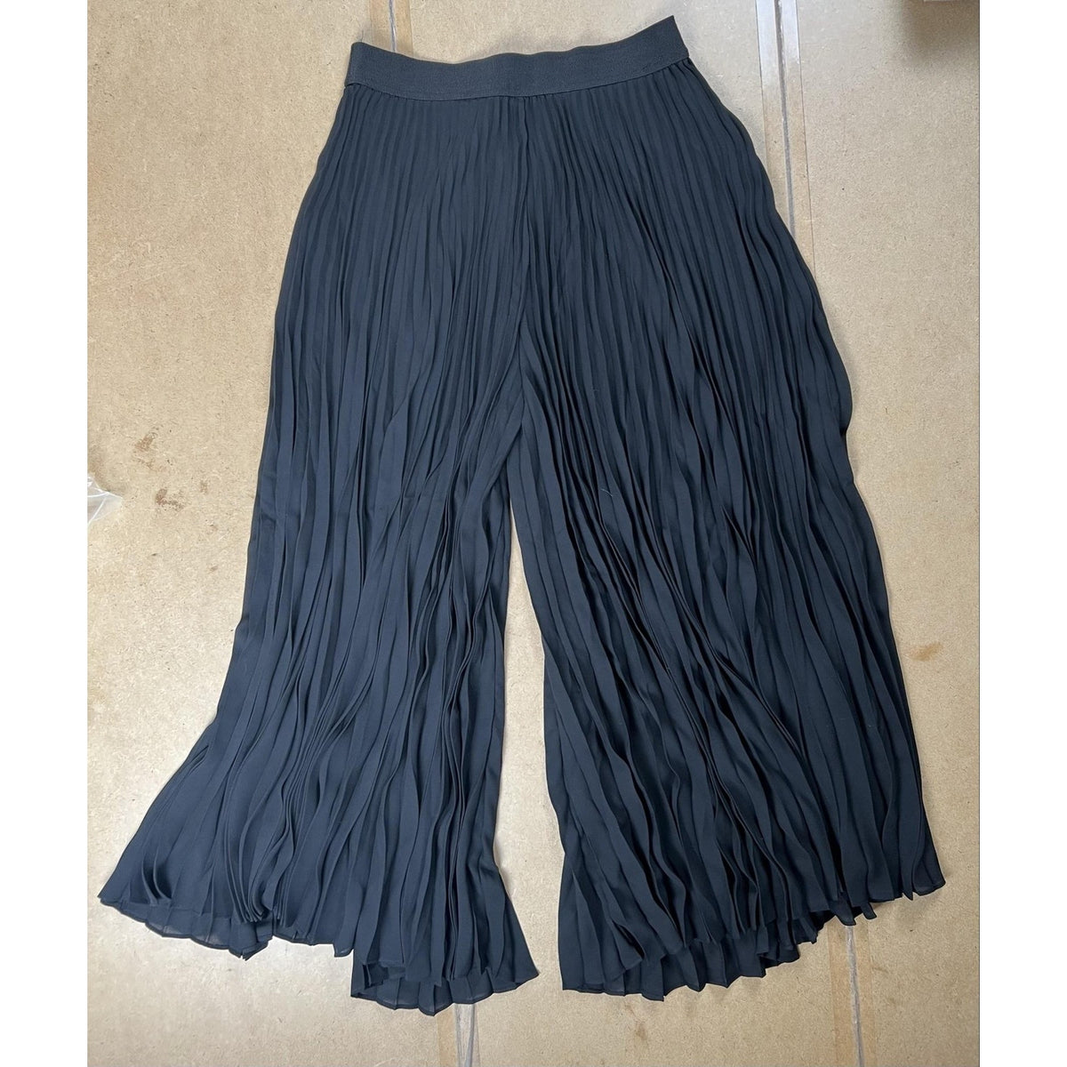 InWear Pants Womens 4 Black Chiffon Pleated Pull On Elastic Waist Relaxed