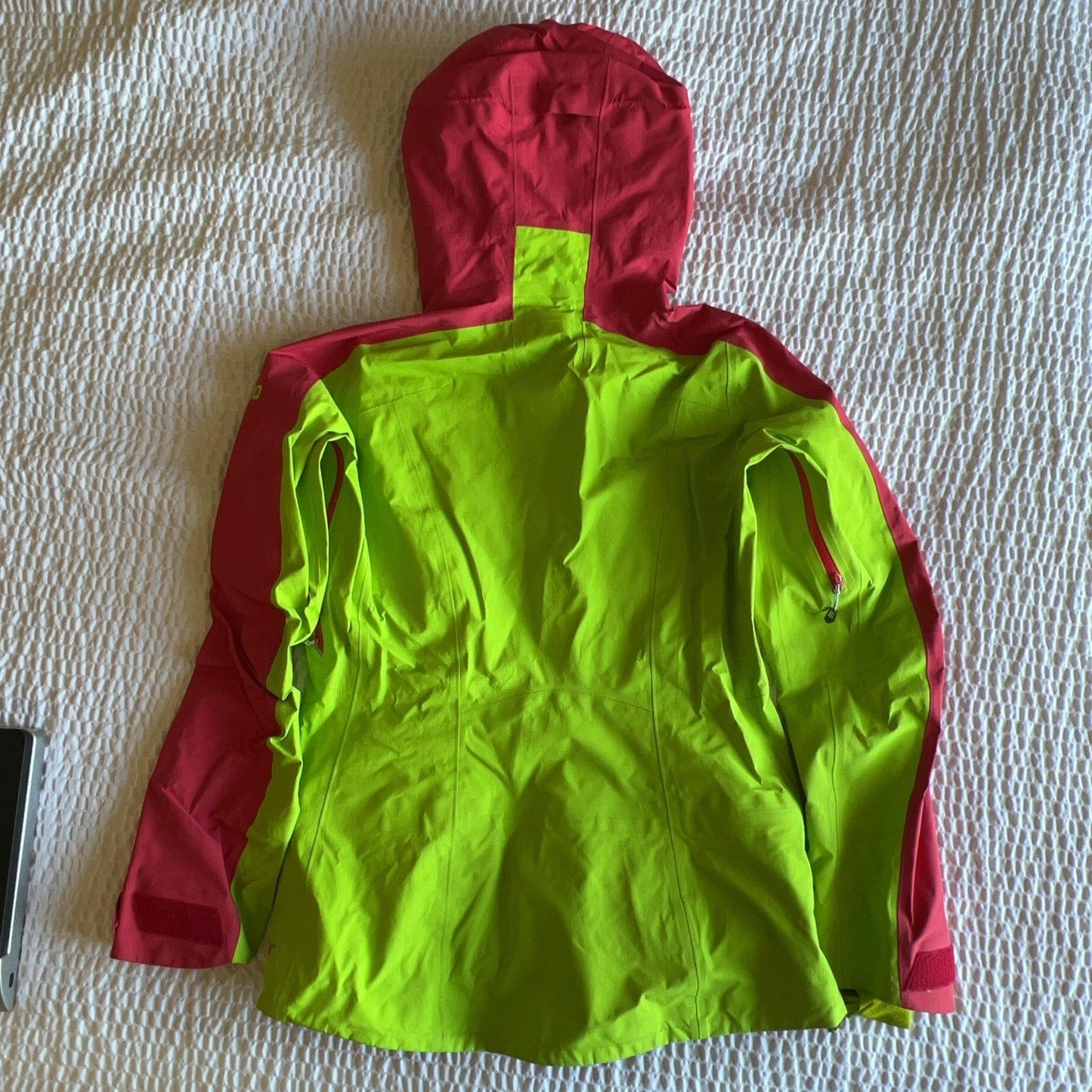 Salomon Womens Jacket Small Neon Green Pink GORE-TEX Pro Hooded Ski Shell