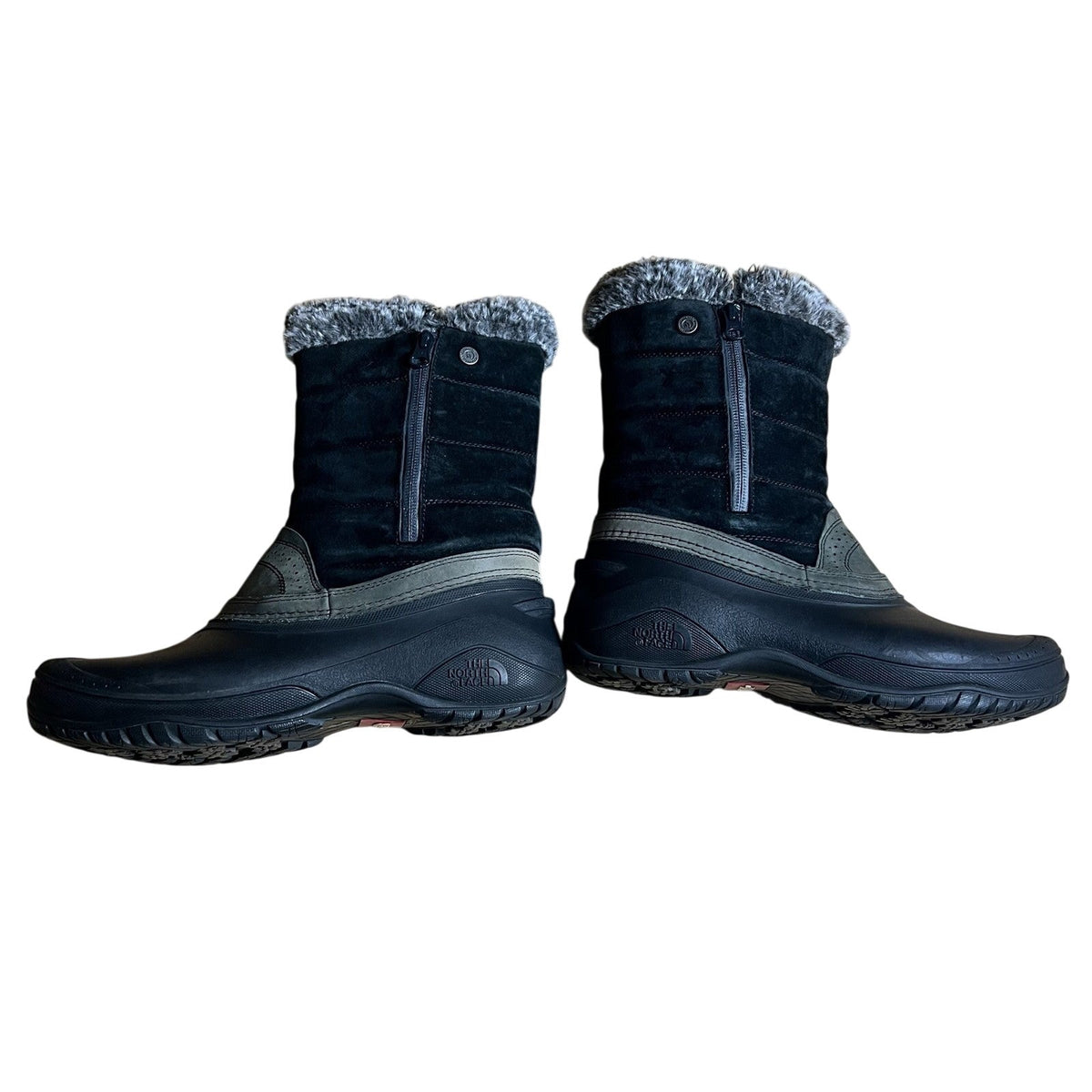 The North Face Boot Womens Size 9.5 Black Suede Faux Fur Lined Snow Zip NF0A32YH