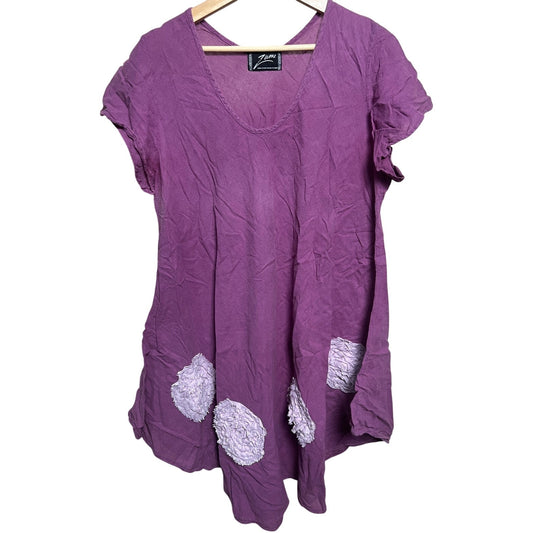 Zumi Purple Long Dress Flower Design *Dimensions In Pictures*