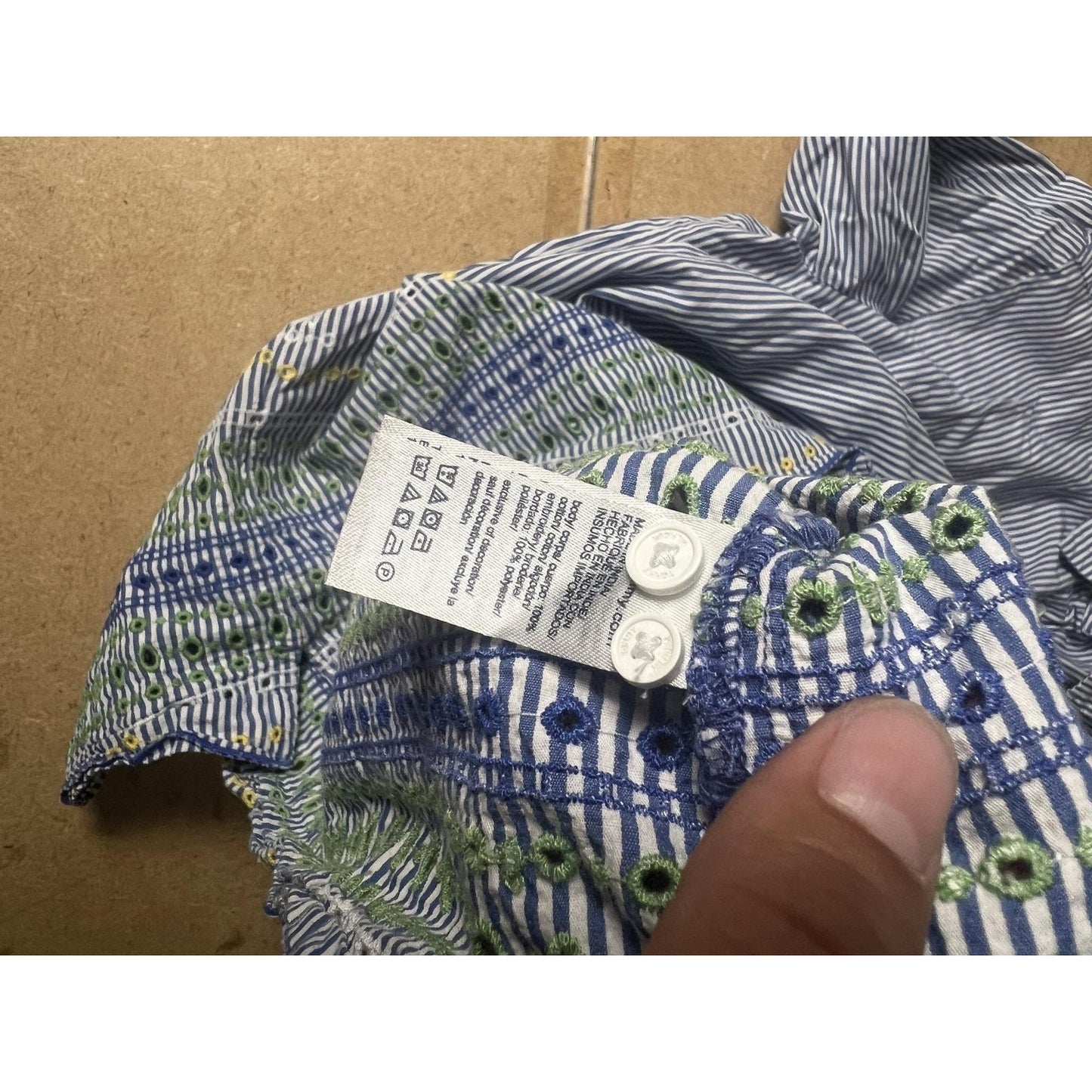 Tommy Hilfiger Tunic Womens 1X Blue Striped Embroidered Button-Up 100% Cotton