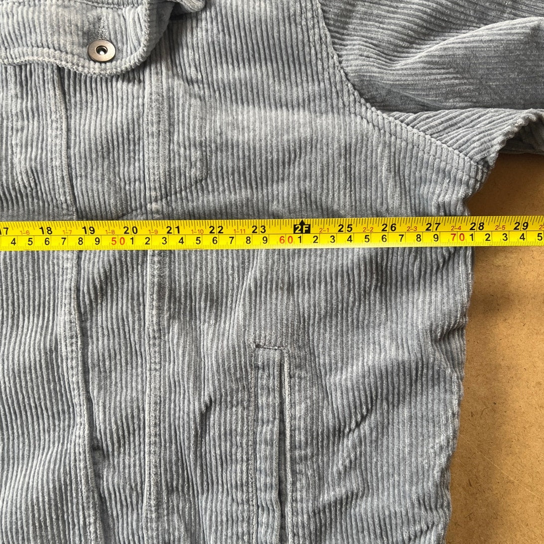 Zara Women's Heavy Blue Corduroy Long Sleeve Button Up Jacket Size XL