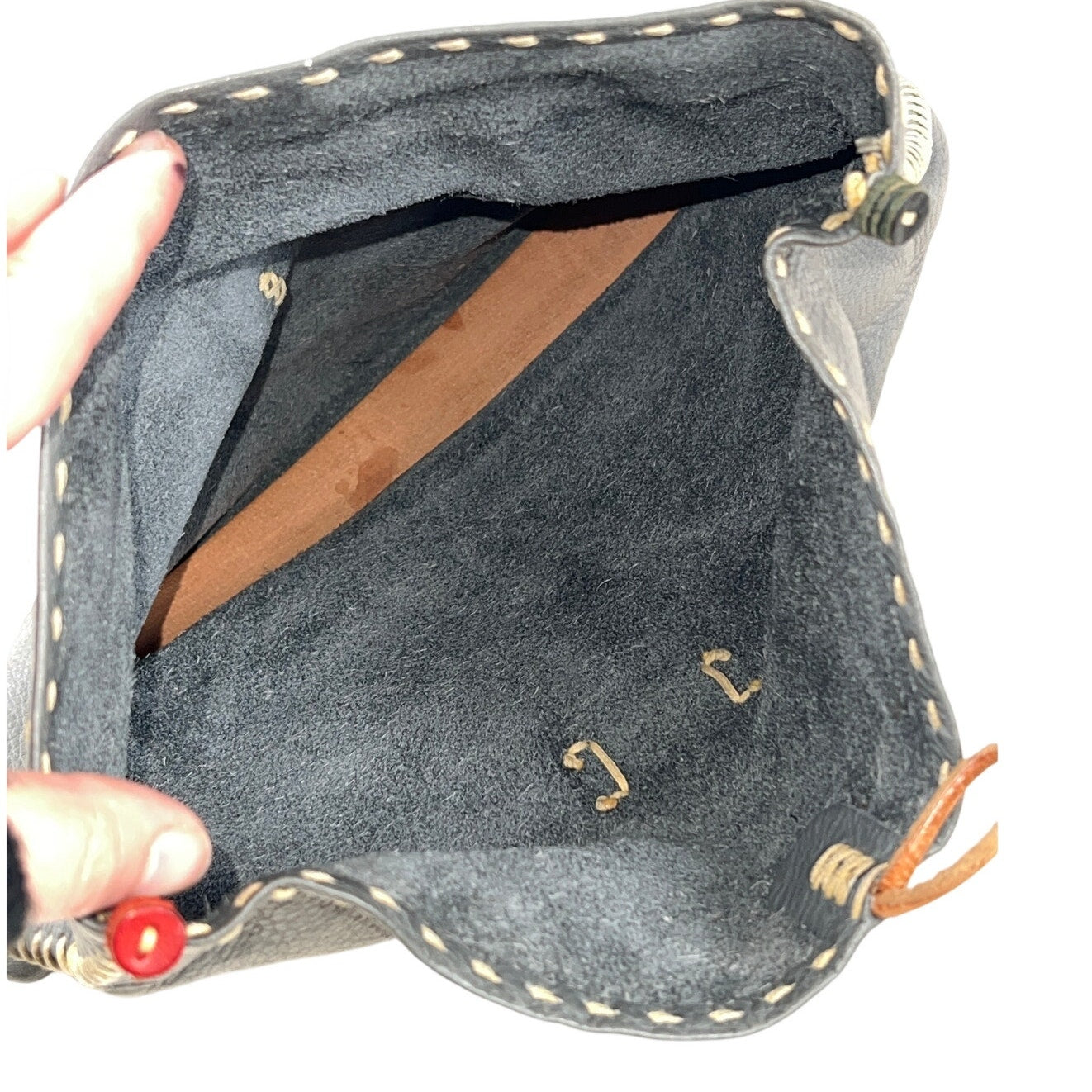 Fredd + Basha Blue Leather Large Clutch Fold Over Top with Button Closure