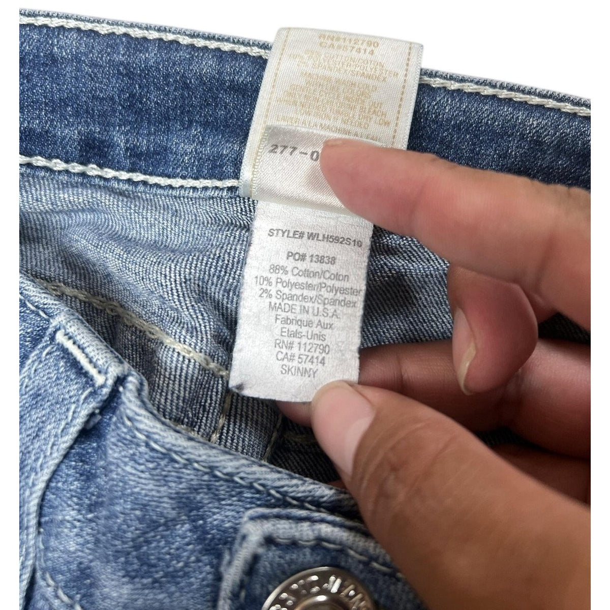 True Religion Pants Men 27 Blue Jegging Stretch Rhinestone Pockets Slim