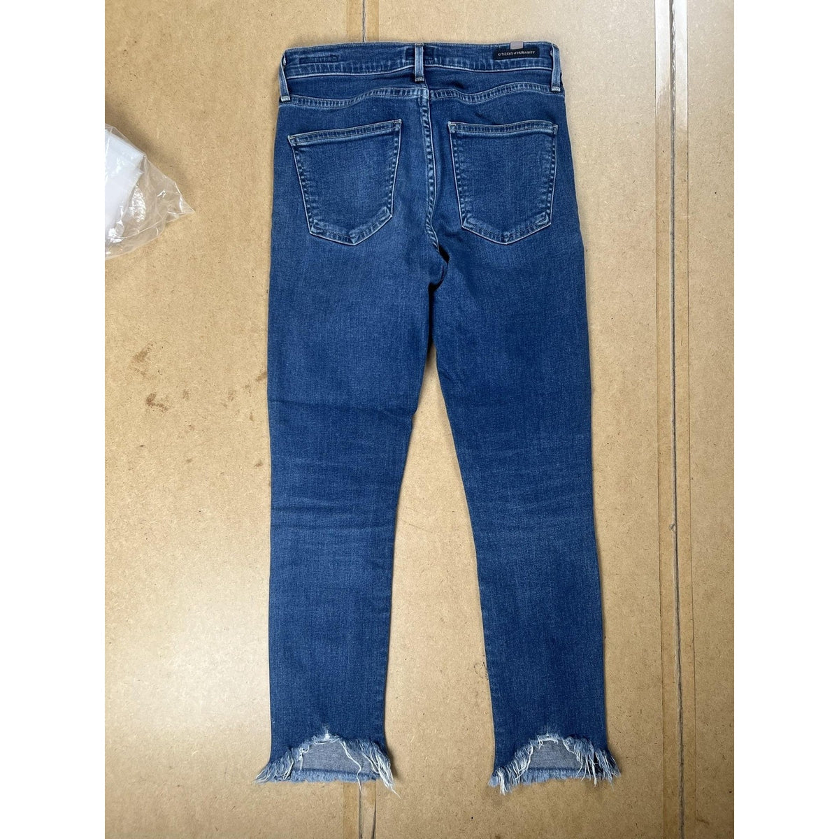 Citizens Of Humanity Pants Womens 27 Blue Cropped Denim Slim Frayed Hem