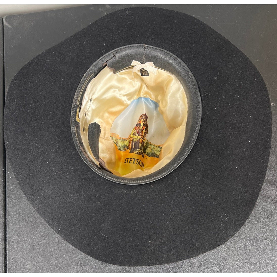 Stetson Tyler Carson 57 7 1/8 Beaver Felt Black Western Leather Band Cowboy Hat