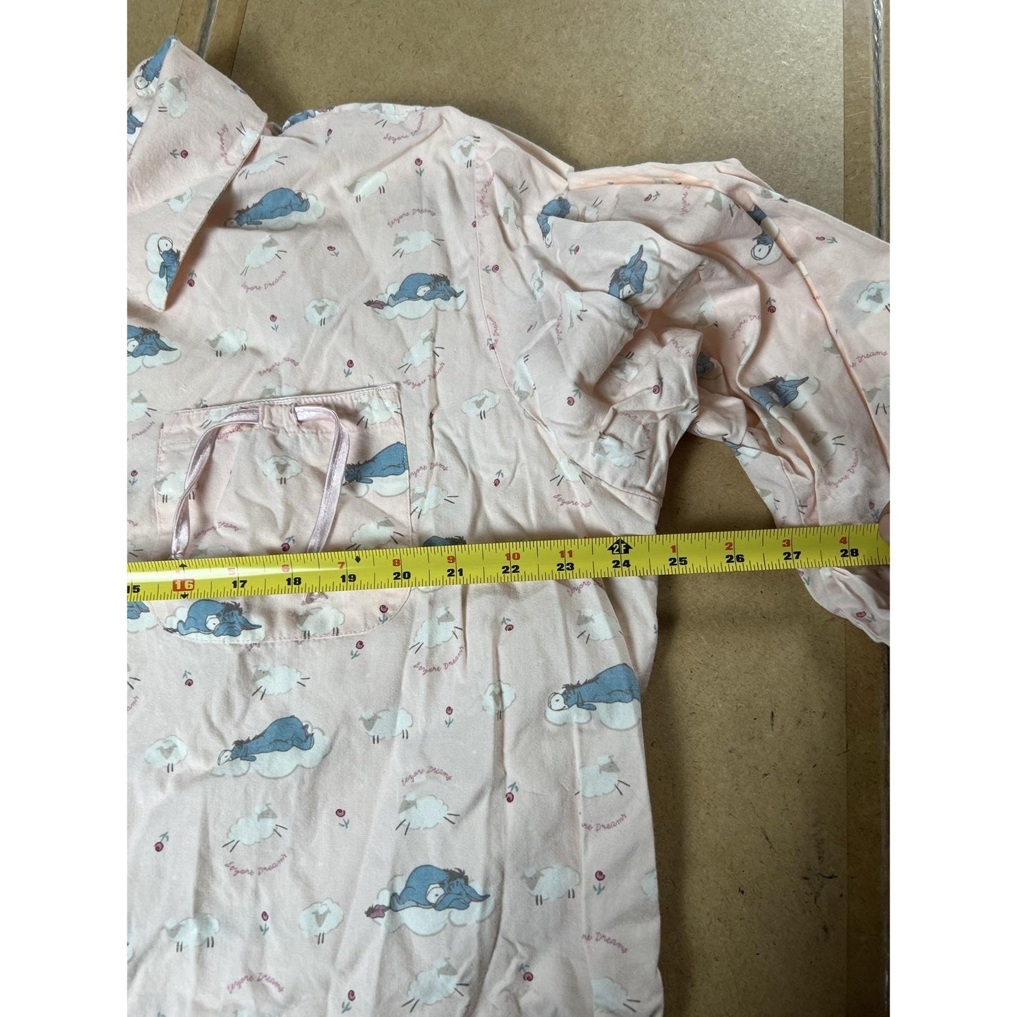 Disney Pajama Top Womens L/XL Pink Eeyore Cotton Collared Button Lightweight