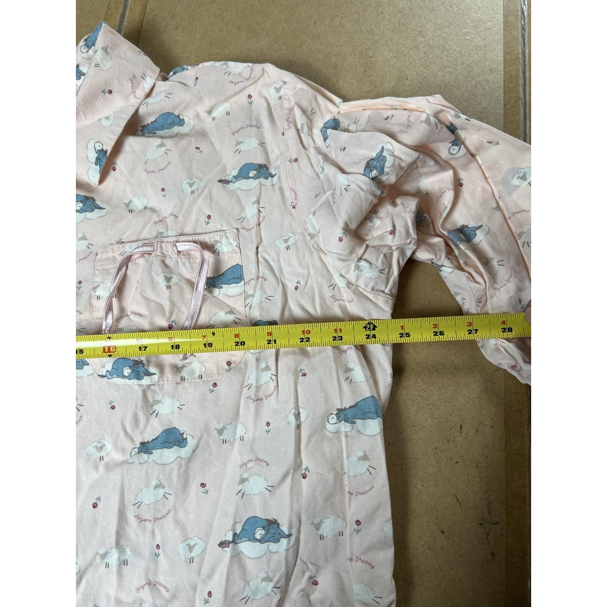 Disney Pajama Top Womens L/XL Pink Eeyore Cotton Collared Button Lightweight