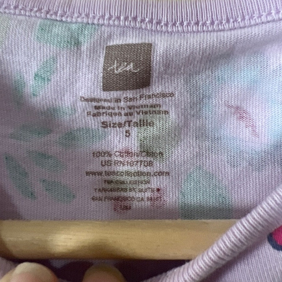 Tea Size 5 Girl Top Long Sleeve 100% Cotton Floral Pattern
