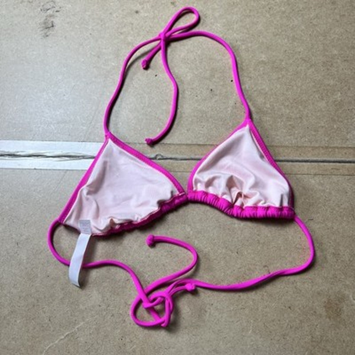 Victoria's Secret Swim Top Womens M Pink Triangle Lined Adjustable Halter Bikini