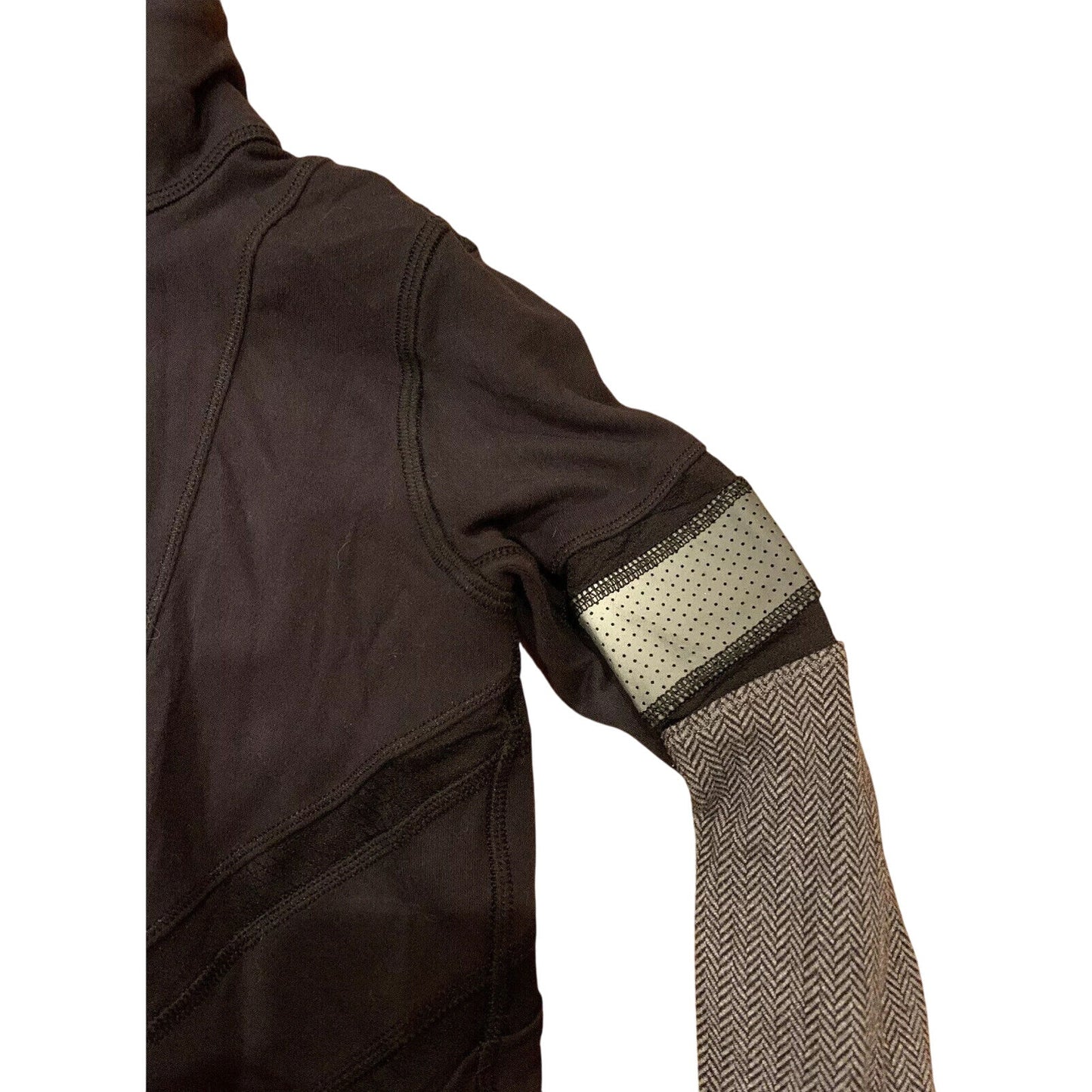 IVIVVA GO AND GLOW HERRINGBONE BLACK PULLOVER TOP SHIRT QUARTER ZIP GRAY Size 10