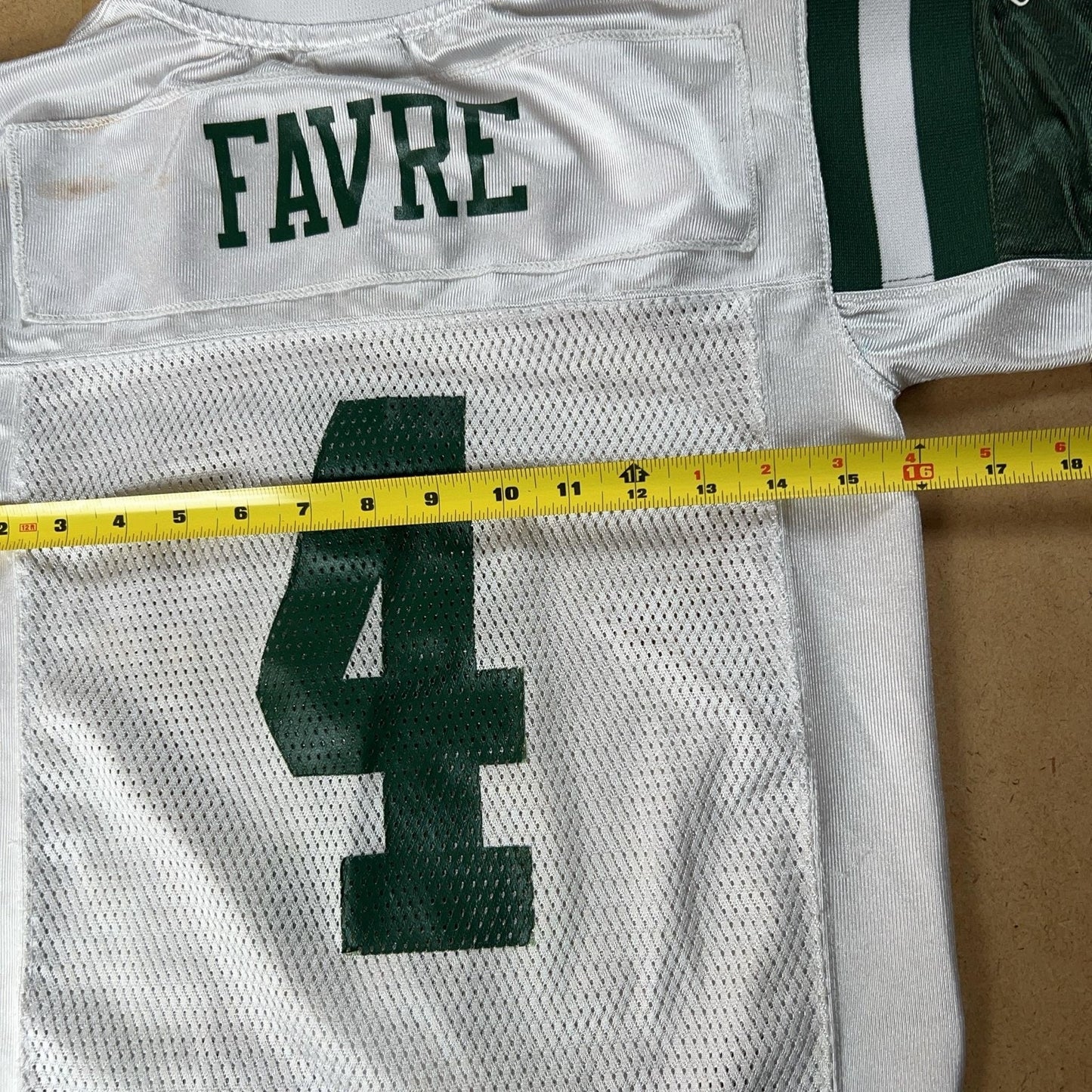 Reebok Teens S White Jersey T-Shirt Favre 4 New York Jets Mesh V-Neck NFL