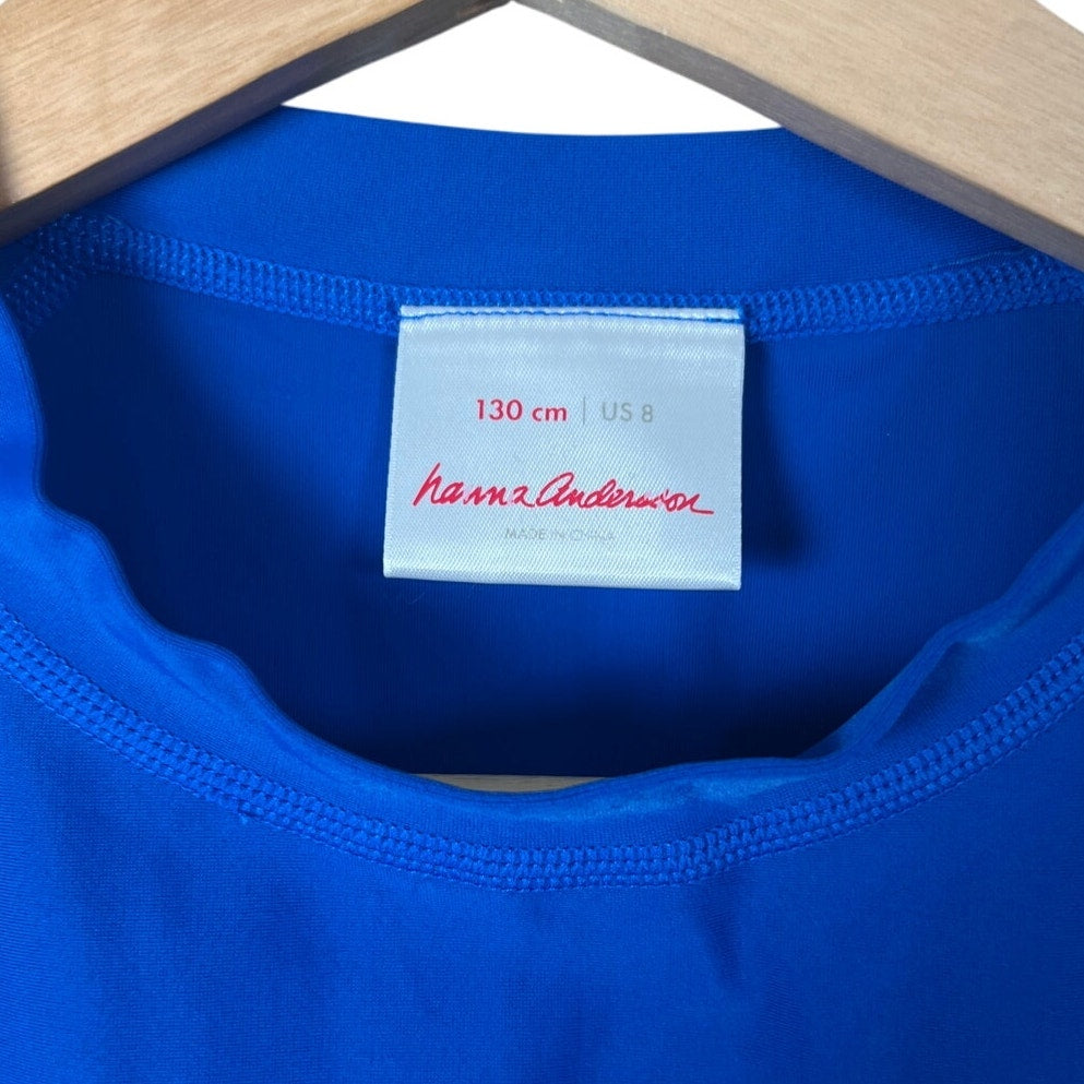 Hanna Andersson Short Sleeve Rash Guard Size 8 Plunge Blue Summer UV Protection