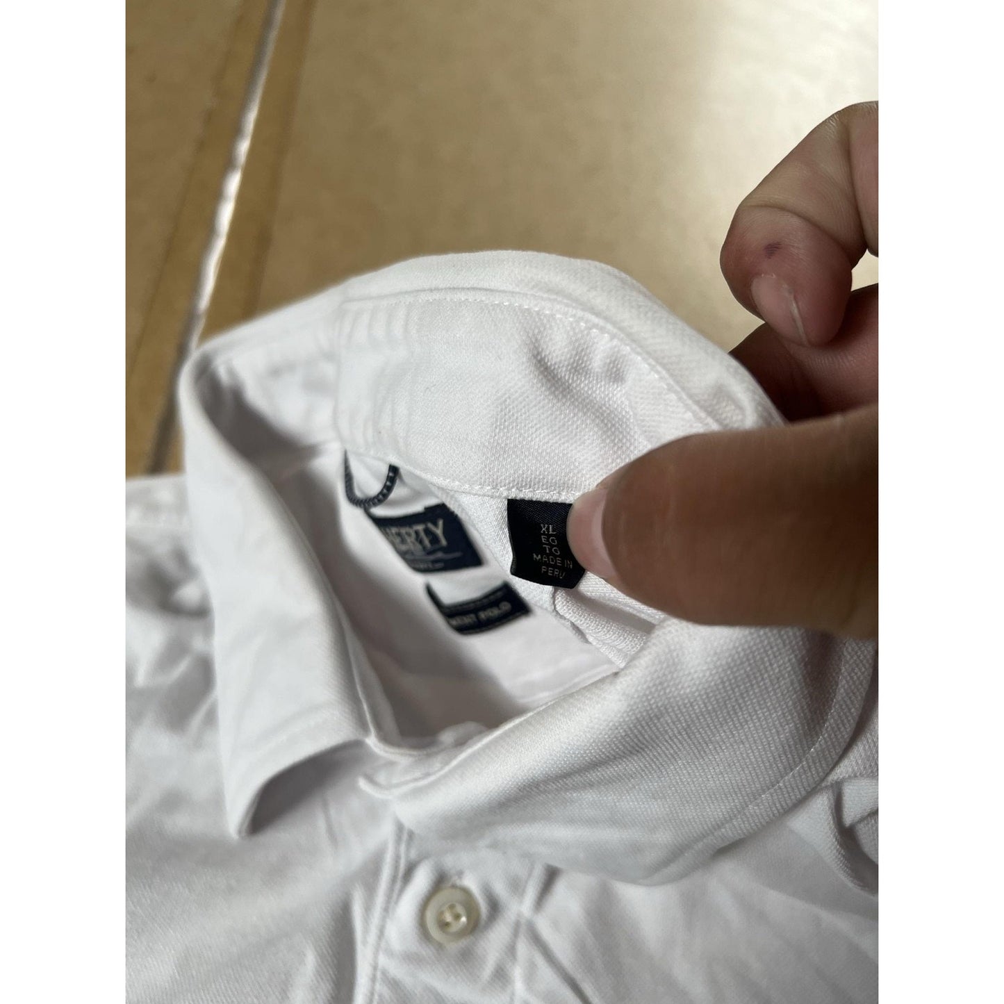 Faherty Shirt Mens XL White Cotton Modal Spandex Collared Polo Stretch