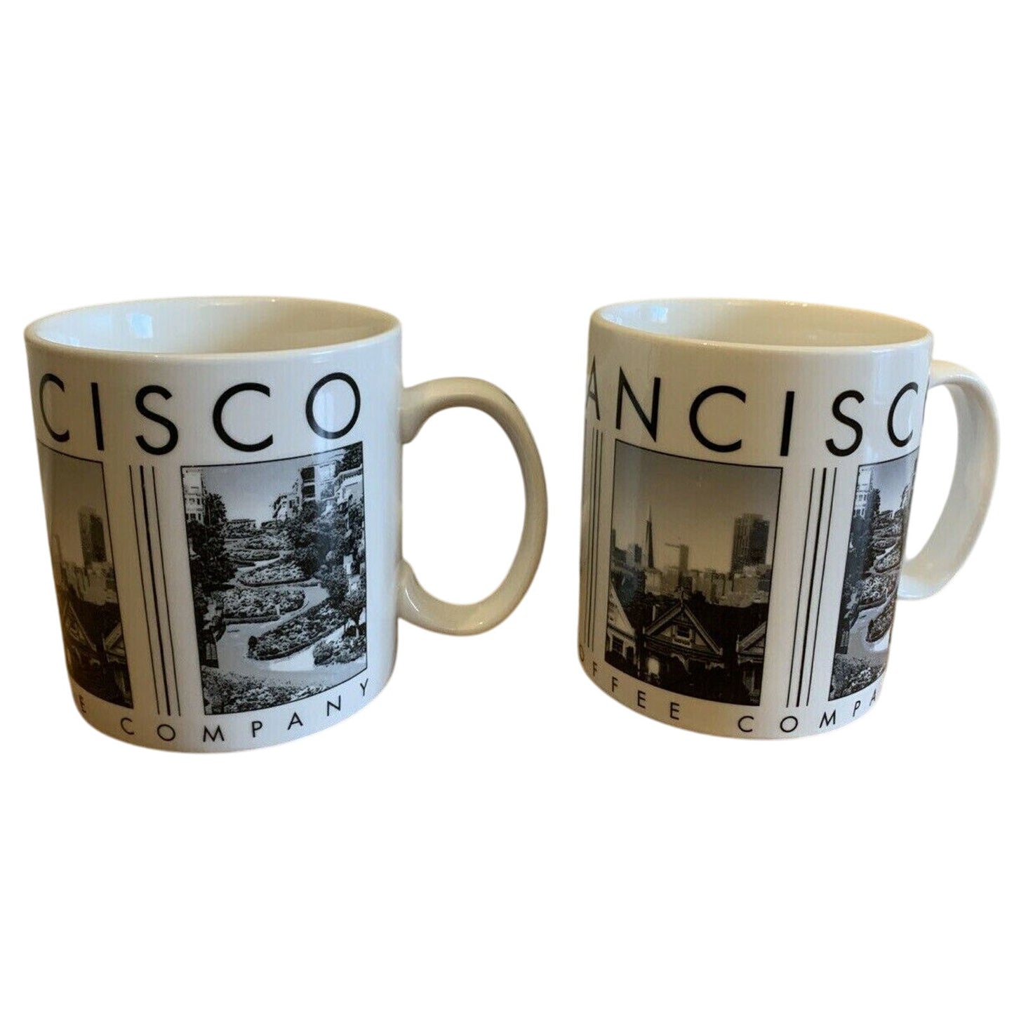 Starbucks 2005 SAN FRANCISCO City Scenes Barista 14oz coffee mug set - Qty 2