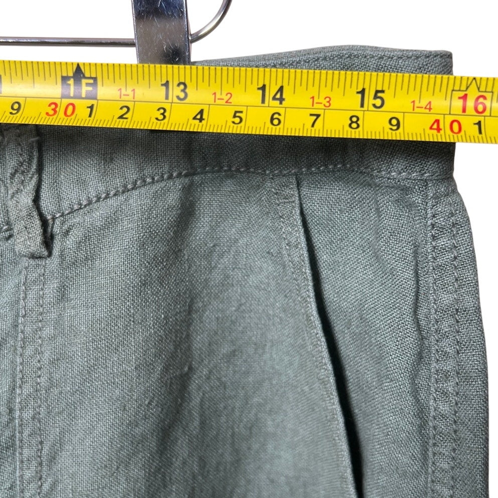 L.L Bean 12 Women's 100% Linen Green Wide Pants