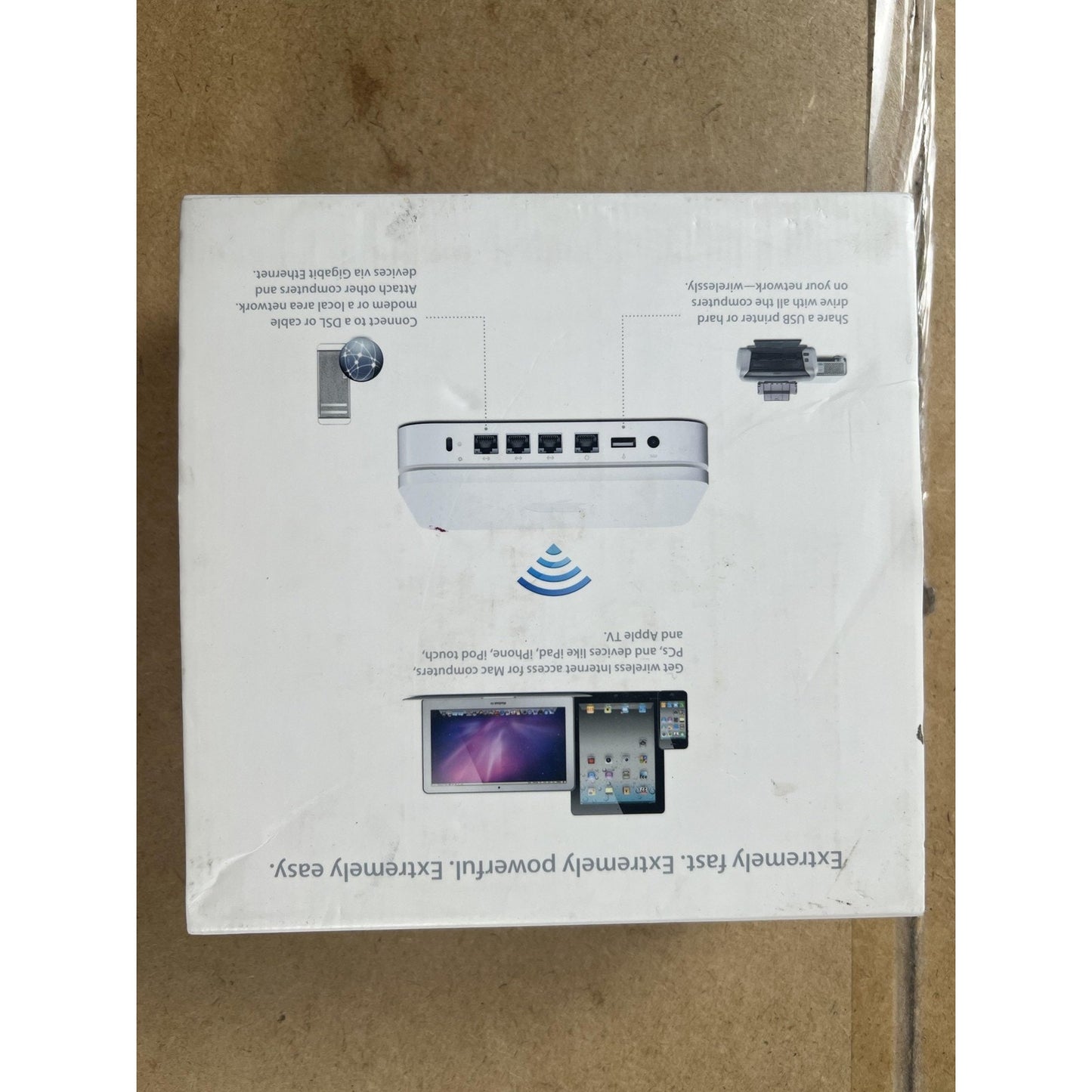 Apple AirPort Extreme Desktop Wi-Fi Router 802.11n White A1408 GigE USB
