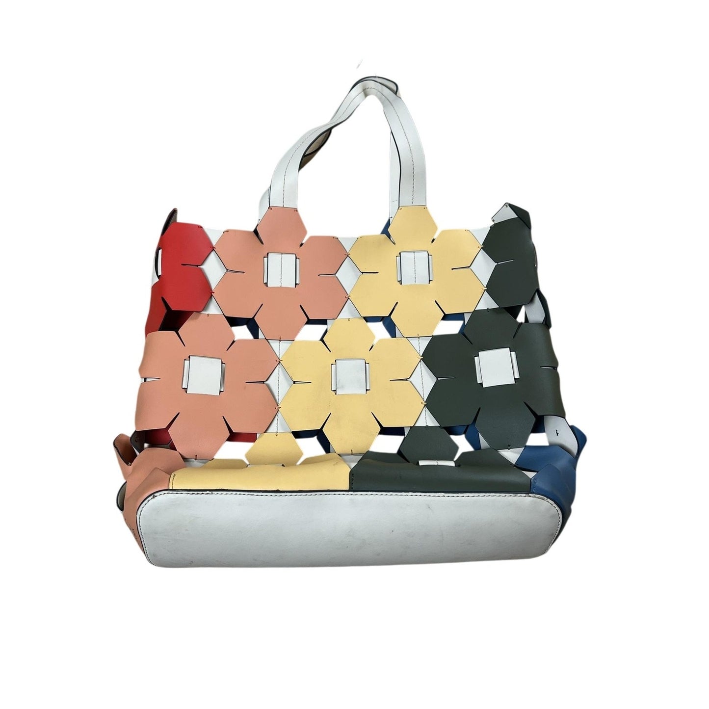 Tote Bag Womens Large Multicolor Faux Leather Cutout Flower Design Casual