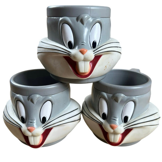 Vintage McDonalds Gray Bugs Bunny Mug Lot Of 3 Warner Bros 1992 Made In China