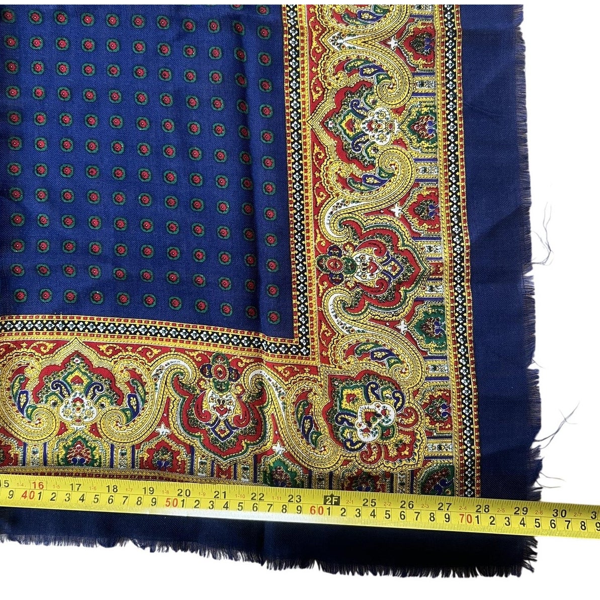 Baar & Beards Kerchief Mens One Size Blue Wool Square Scarf Paisley Italy