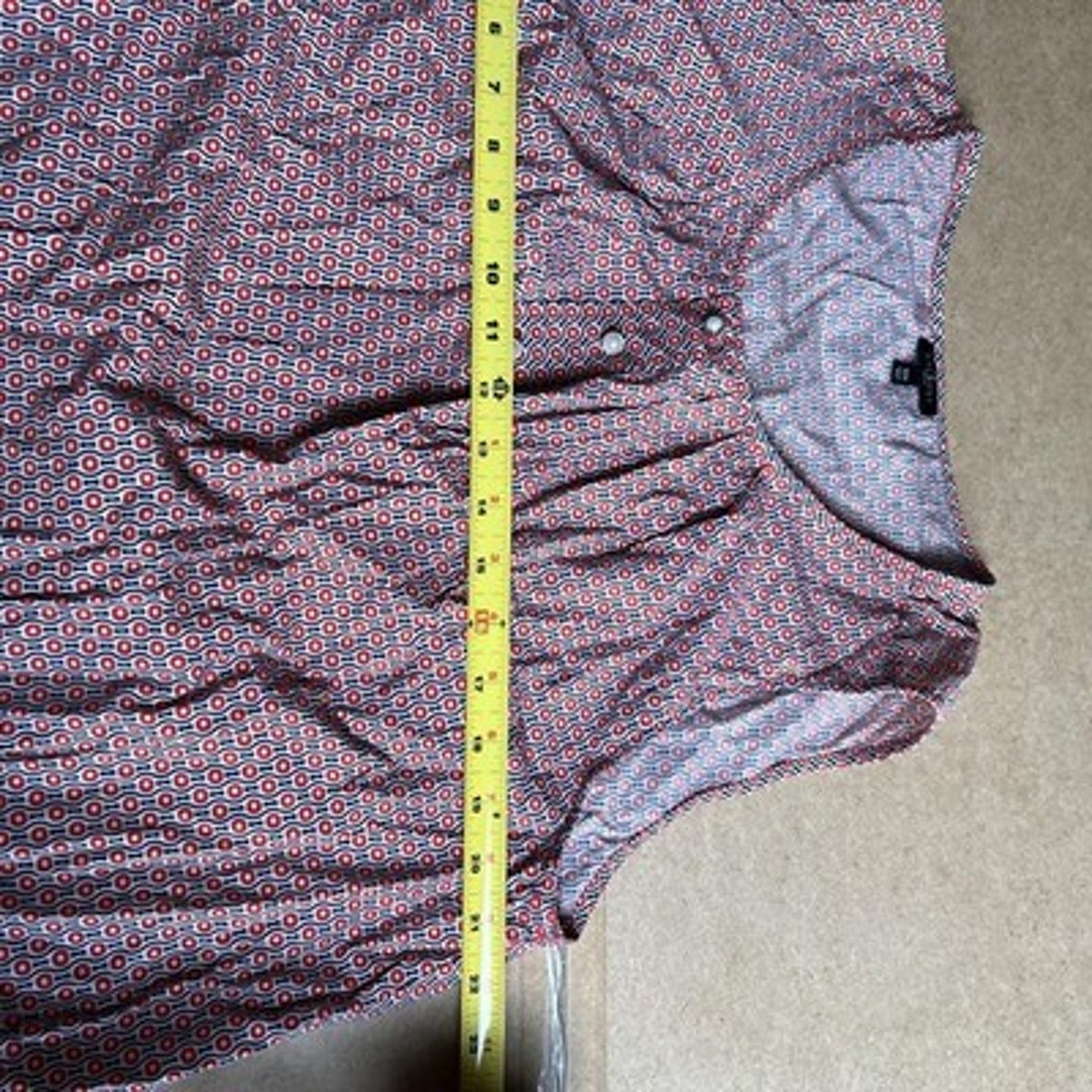 Talbots Dress Womens 18W Red Geometric Tank Dress Sleeveless Short Cotton Blend