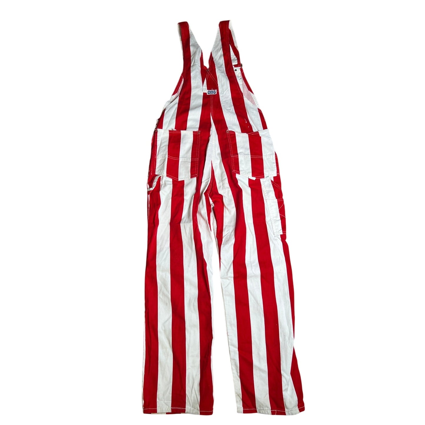 Vintage 1960’s w34 “Big Smith” Red x White Stripe Mod Denim Overalls