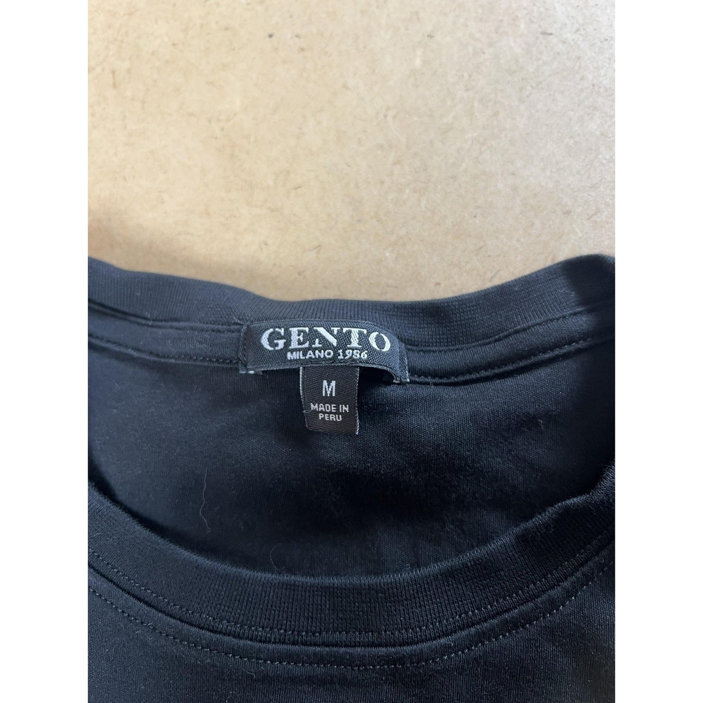 GENTO Shirt Mens Medium Black Cotton Crew Neck Preshrunk Jersey Short Sleeve