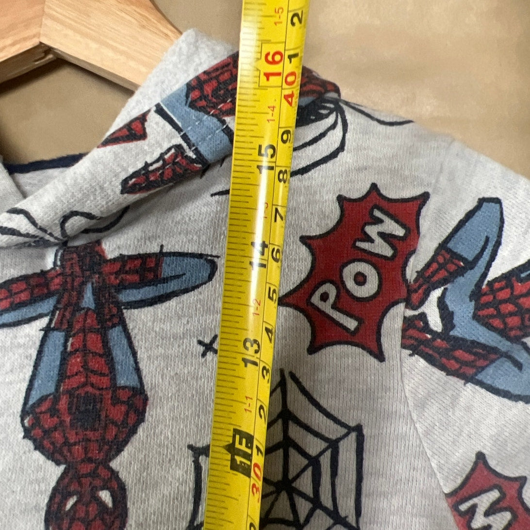 Marvel Spider-Man Size 4 Boy Pullover Hoodie Gray AOP