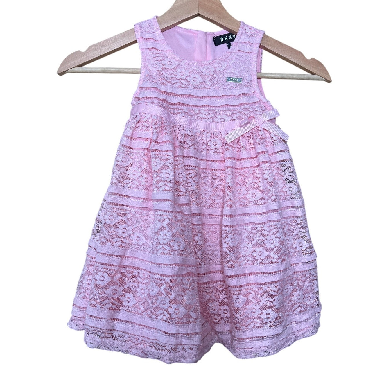 DKNY Pink Toddler Dress NWT 24M Coral Lace Floral