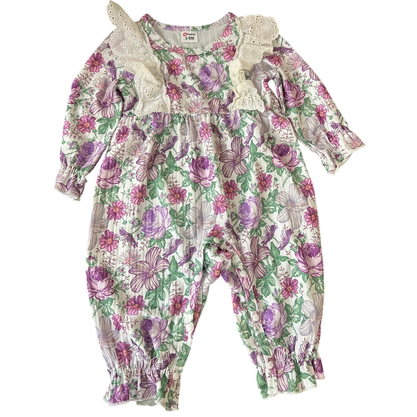 PatPat 3-6M Ruffled One Piece Floral Toddler