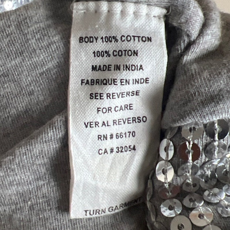 Y2K Sequin Silver Metallic 100% Cotton Tank Top *Dimensions In Picture*