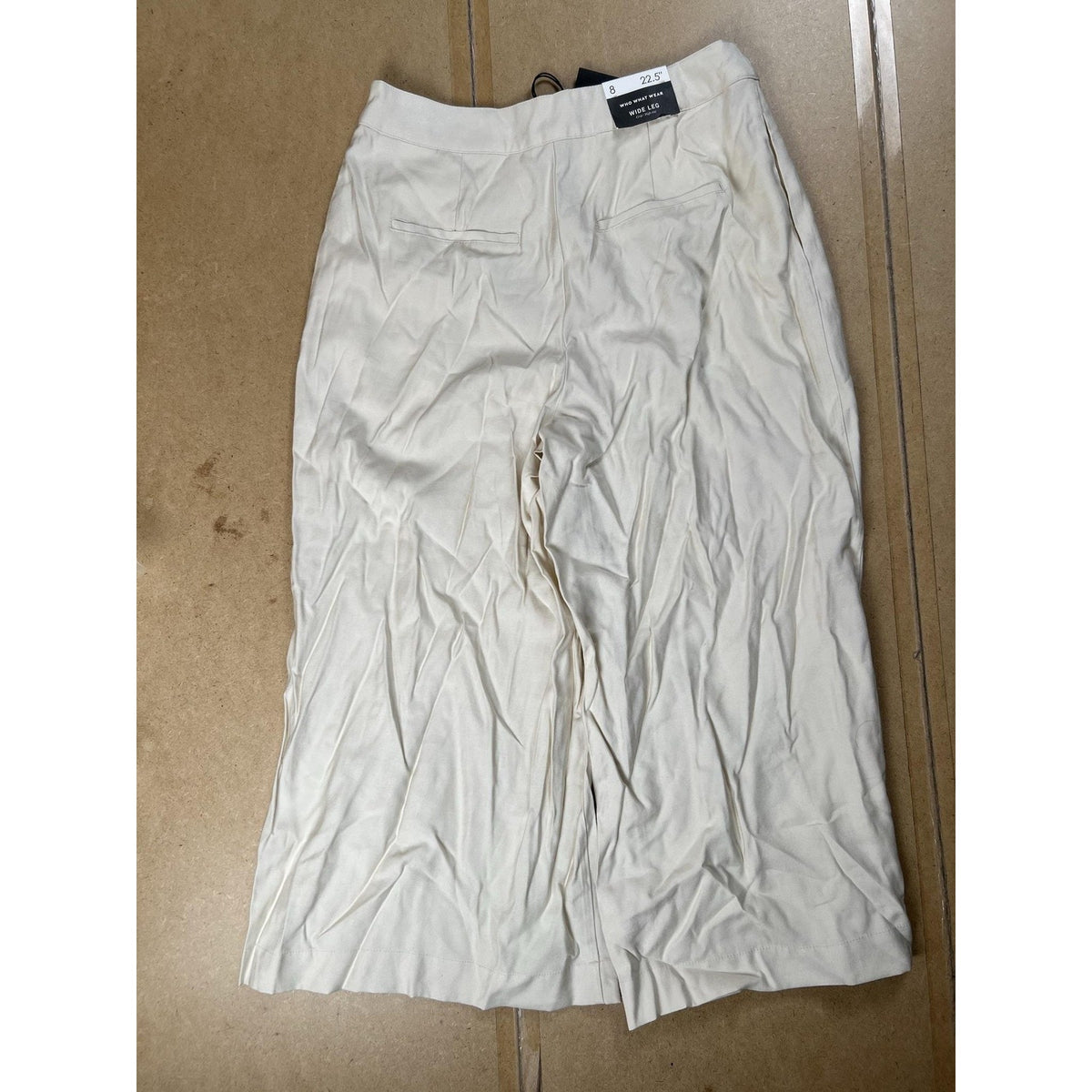 WHO WHAT WEAR Pants Womens 8 White Wide Leg Cropped Twill Lined Pleated