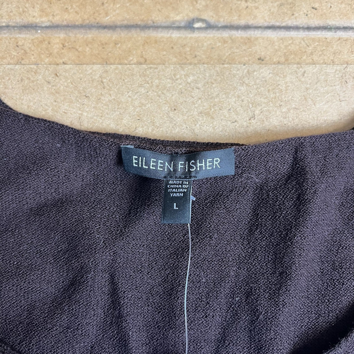 EILEEN FISHER Tank Womens L Brown Wool Scoop Neck Crepe Jersey Minimalist