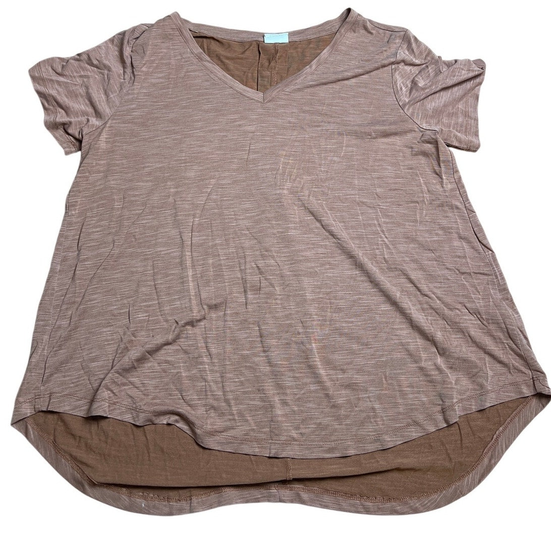 Mod Ref Women's Pleated Back Short Sleeve Shirt V Neck Size Large  Modal Blend