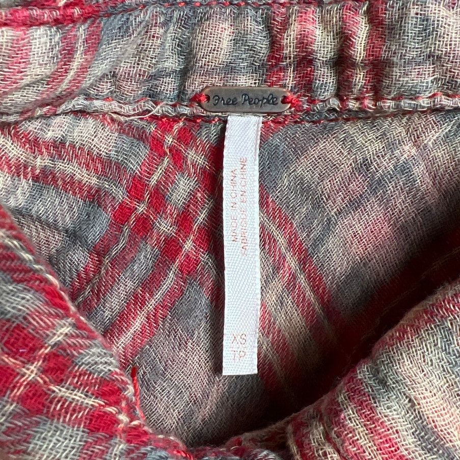 Free People Women Red Flannel Size XS