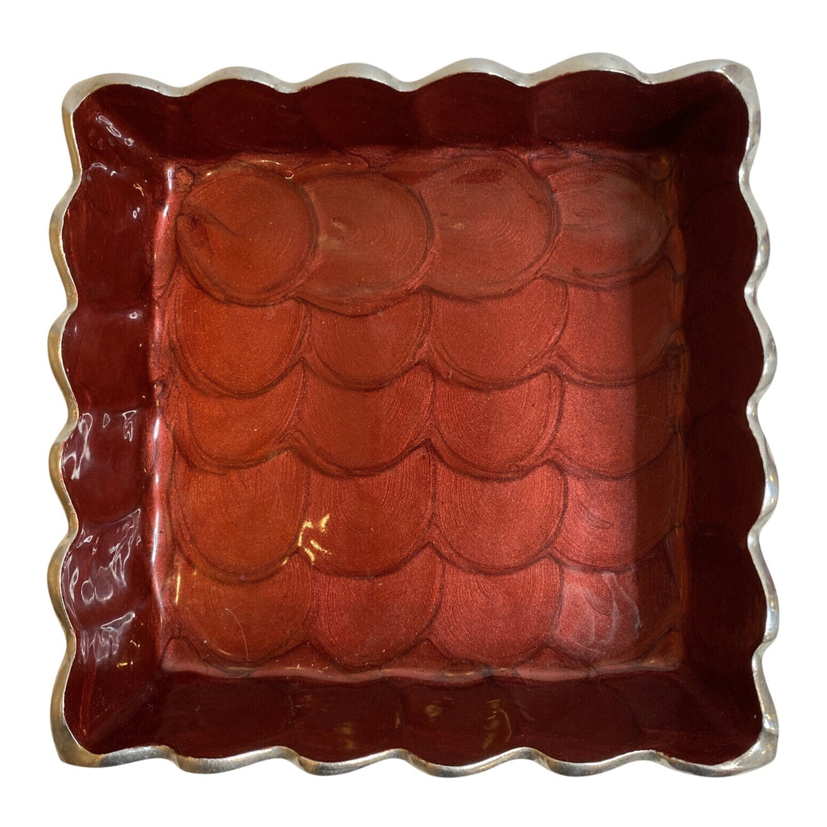 Julia Knight 5” Cocktail Napkin Holder Peony Pomegranate Dish Square 6”x6” - EUC