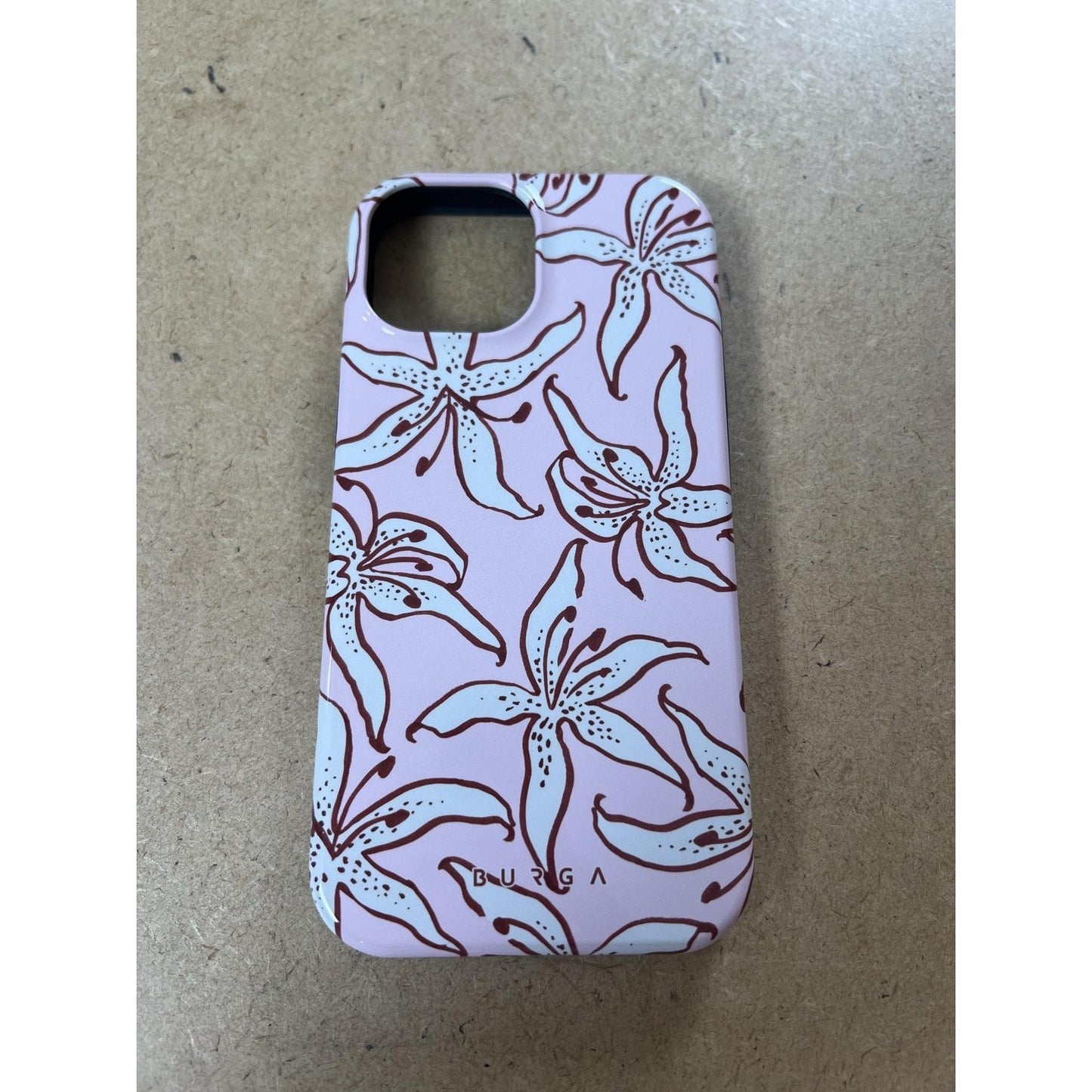 BURGA Dual-Layer Phone Case For Apple Pink Floral Polycarbonate With Pouch