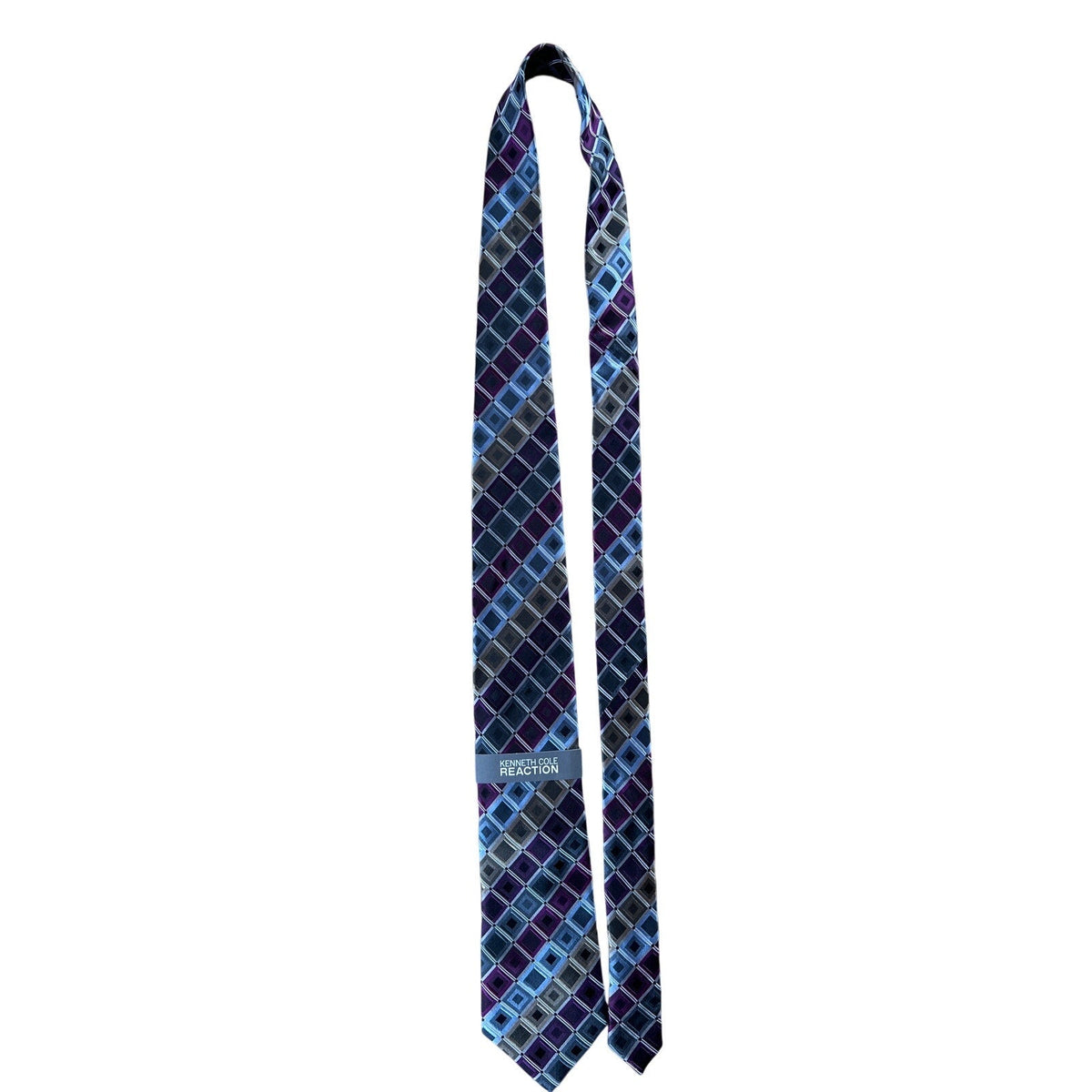 NWT Kenneth Cole Reaction 100% Silk Neck Tie Foxhound Grid Purple
