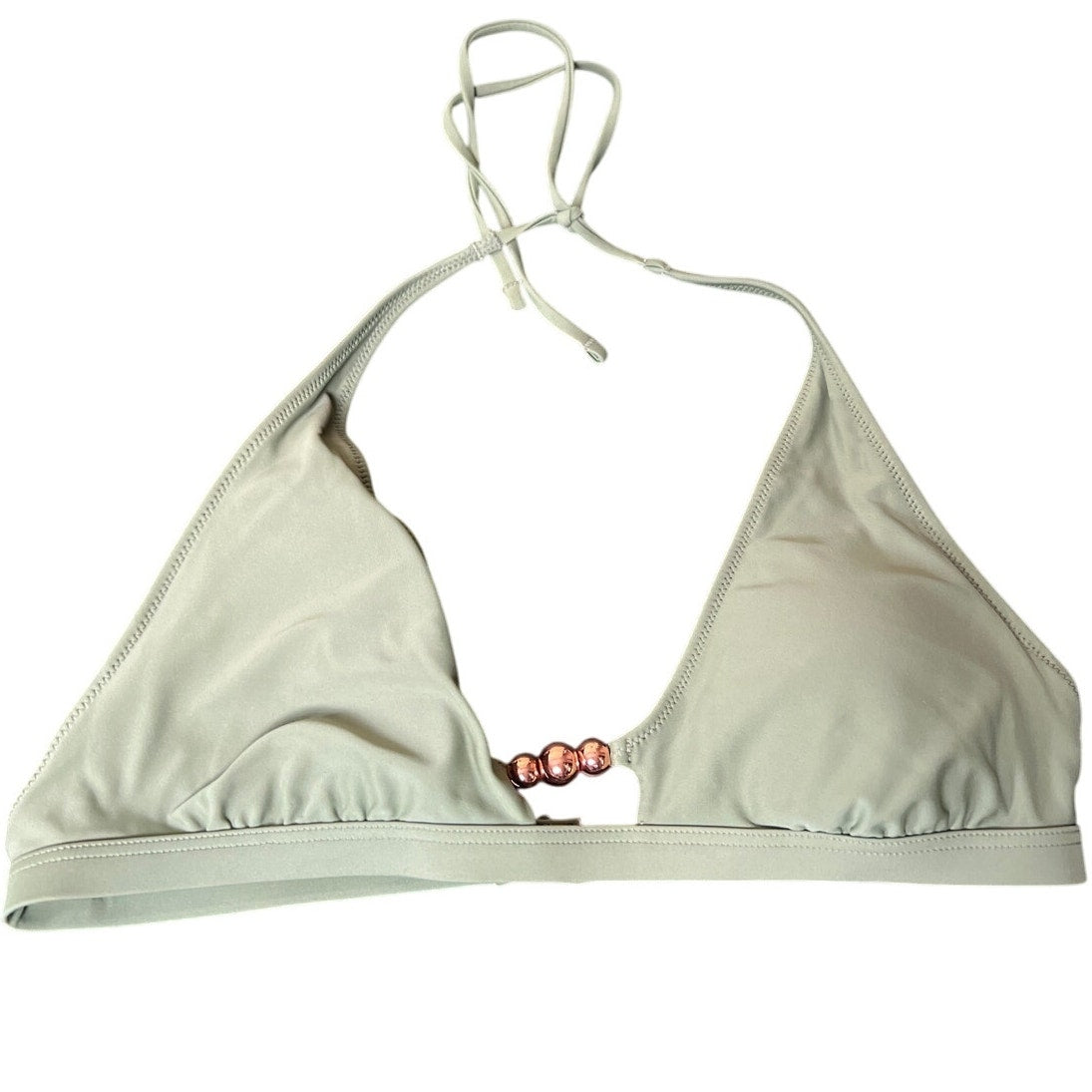 Aerie Size Medium Bikini Top Khaki Triangle Beads Swimwear