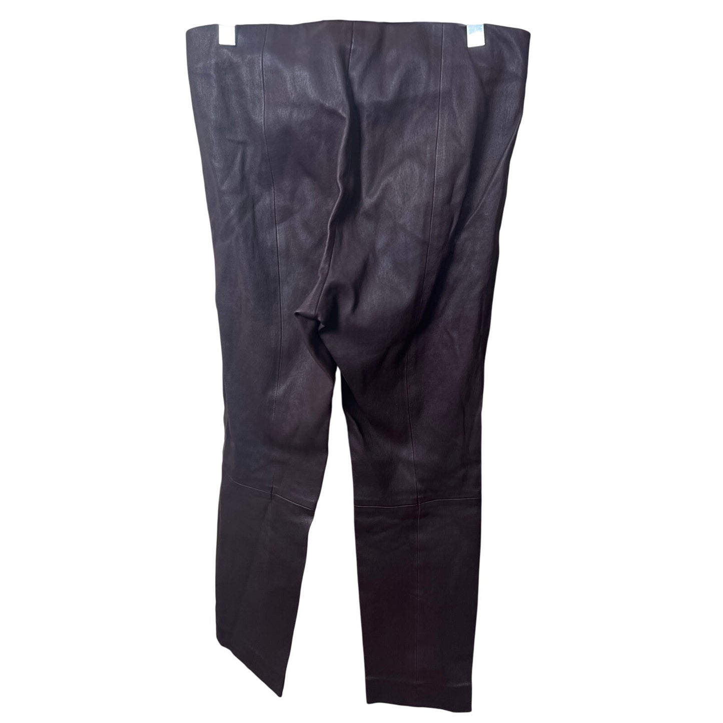 VINCE Lamb Leather Pants Womens Medium Black Low Rise Slim Straight Leg