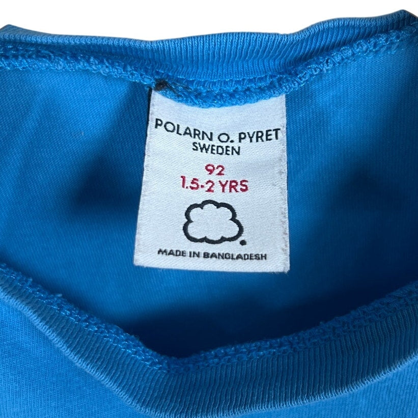 Polarn O. Pyret 1.5-2 Years Blue T-shirt W/ Car Graphic