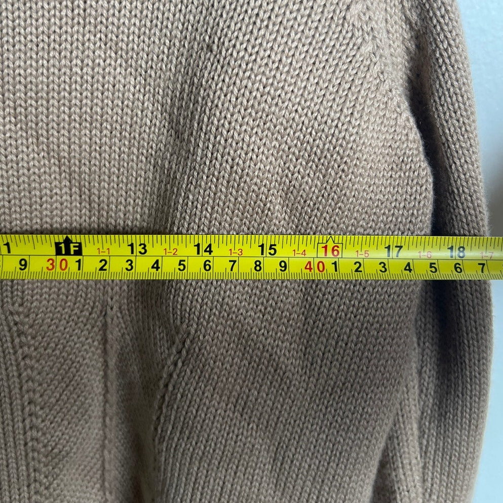 Hekla & Co Cardigan Sweater Women's XL Tan Merino Wool Preppy Academia Knit