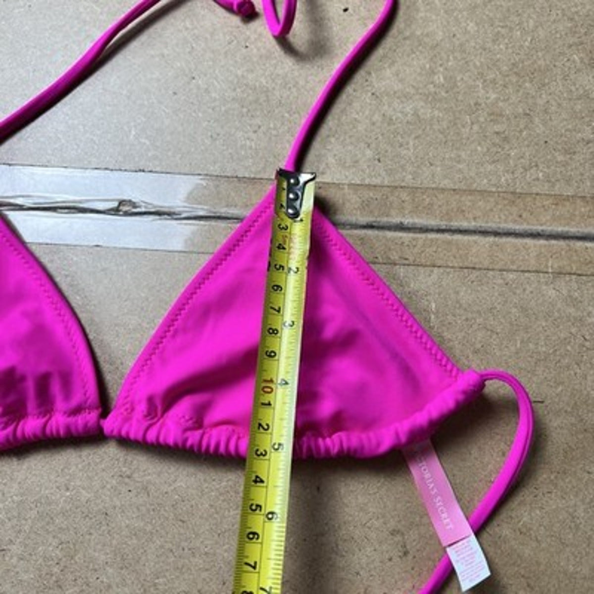 Victoria's Secret Swim Top Womens M Pink Triangle Lined Adjustable Halter Bikini