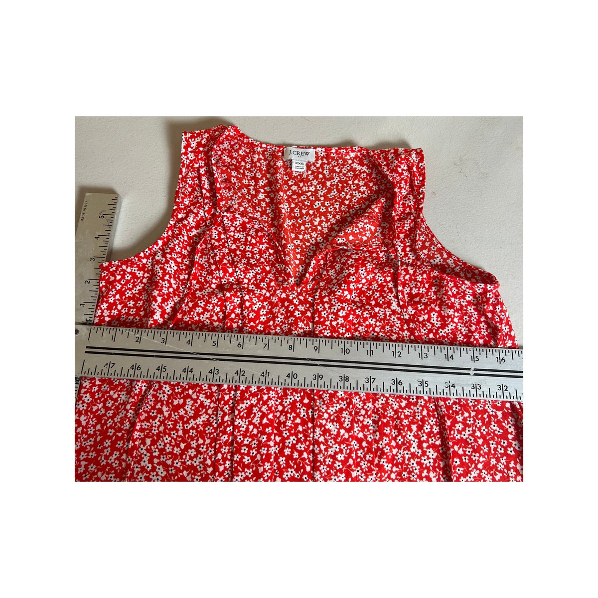 J.Crew Red Lightweight Women Floral Sleeveless pleated tie-neck Top Size XXS