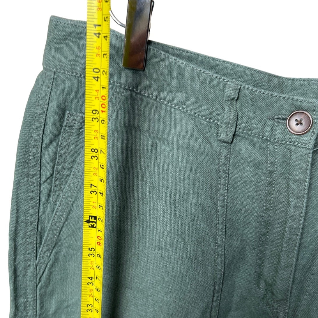 L.L Bean 12 Women's 100% Linen Green Wide Pants