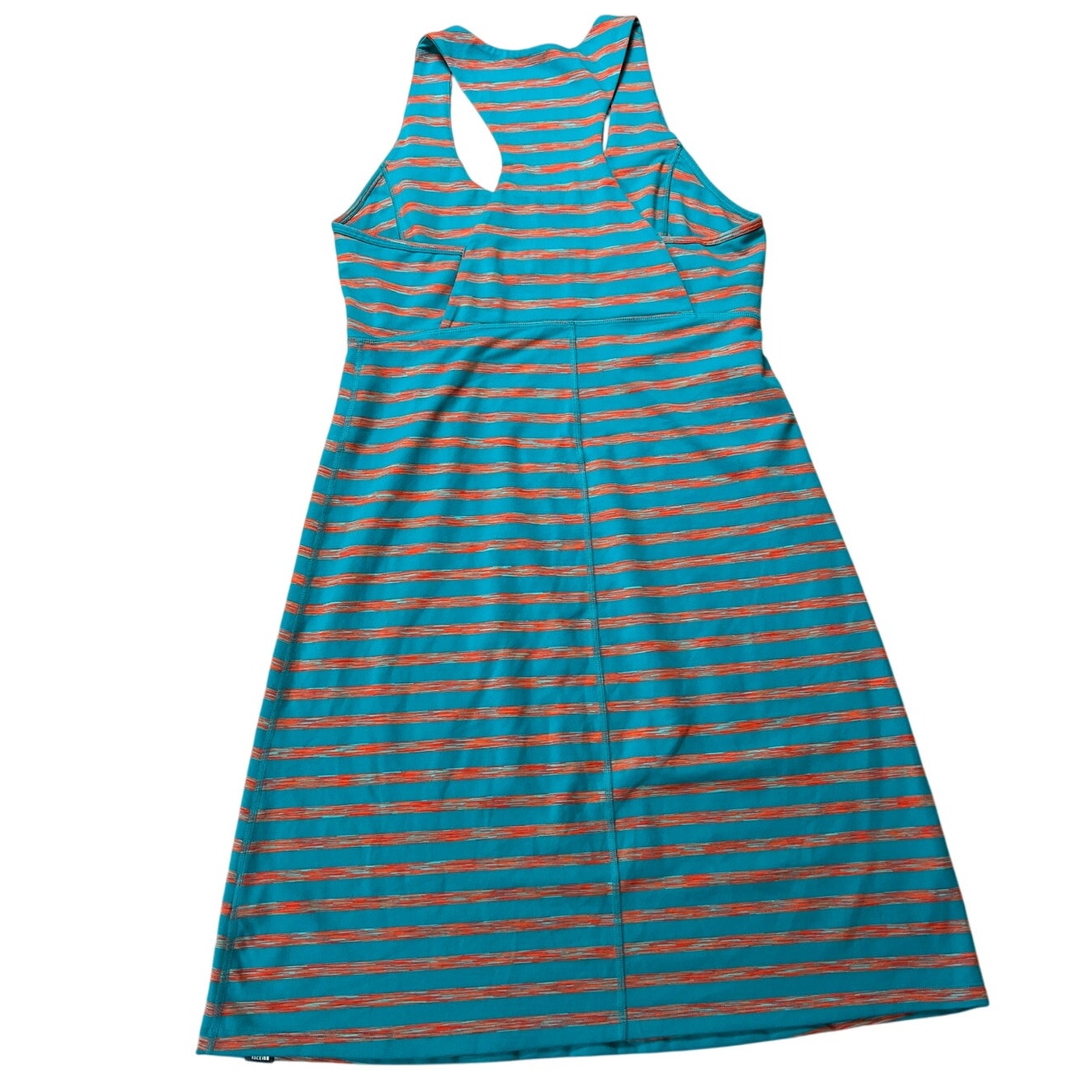 The North Face Teal Red Stripe Mini Dress Racerback Stretch Jersey Knit Medium