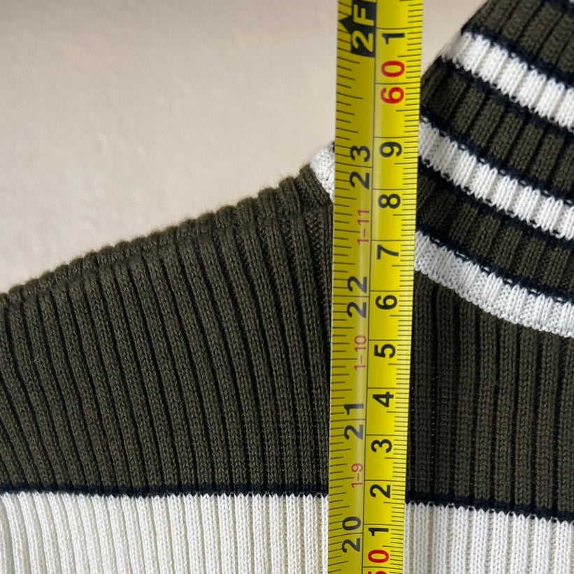 Y2K Unionbay Striped Stretch Short sleeve Turtleneck Size Large L